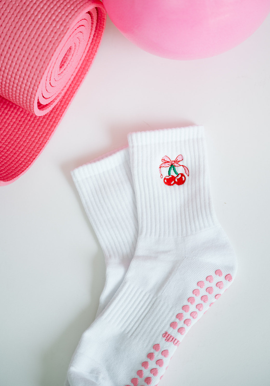 Cherry Bow Crew Sock