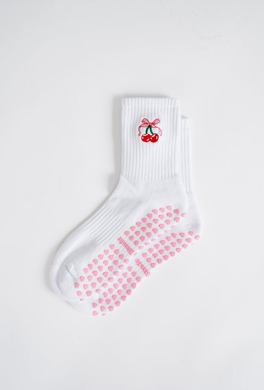 Cherry Bow Crew Sock